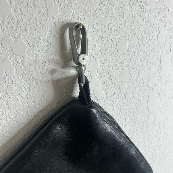 Vintage Cadillac Logo, Black Leather, Zipper, Belt Clip, Bag, Pouch, lined faux - Picture 10 of 11